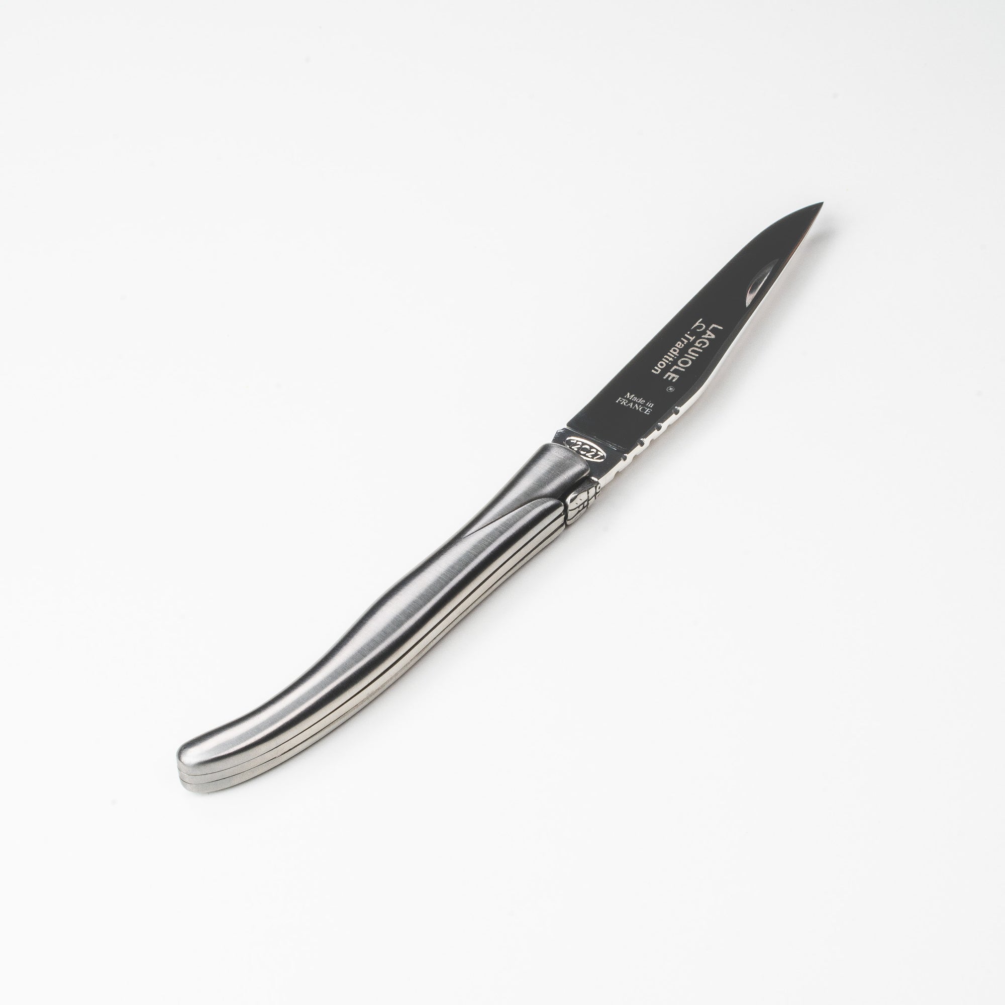 Lommekniv Matbørstet stål, 11 cm -  Laguiole Tradition