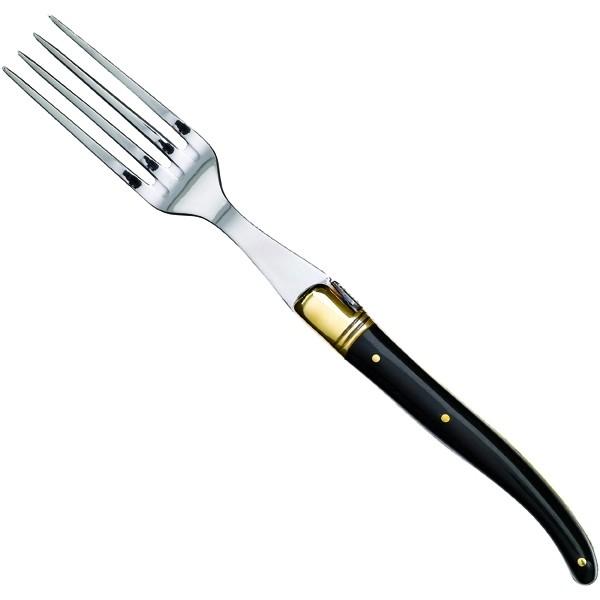 Laguiole Tradition Gaffel Sort Horn, 1 messingkrave