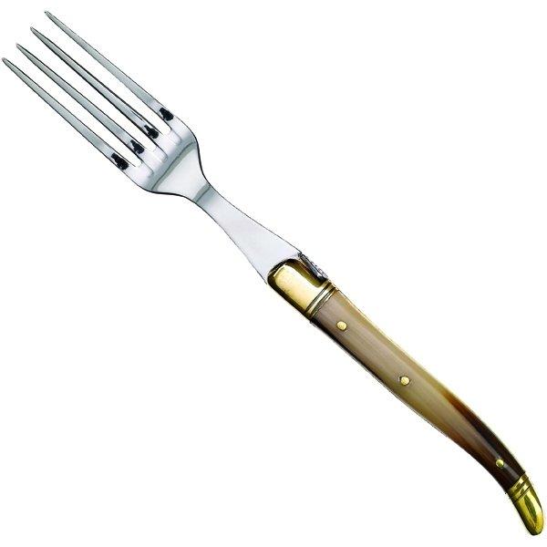 Laguiole Tradition Steakgaffel Brun Horn - 2 messingkraver