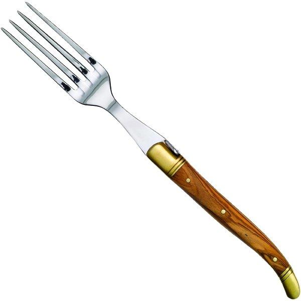 Laguiole Tradition Steakgaffel Oliventræ - 2 messingkraver