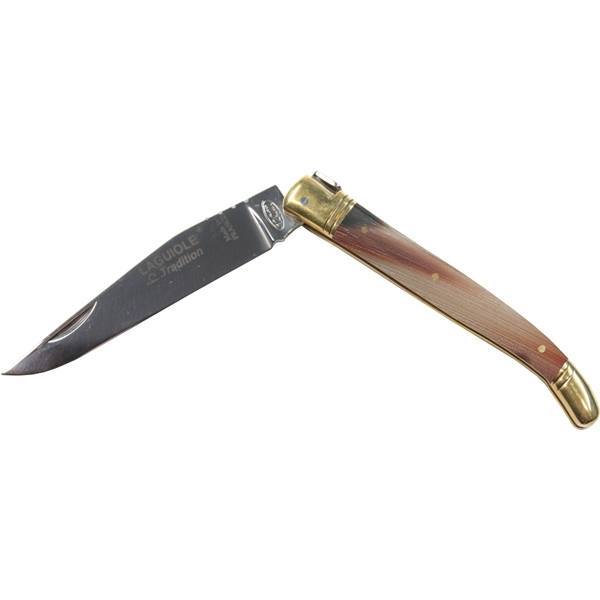 Laguiole Tradition lommekniv i brun horn med messingkraver